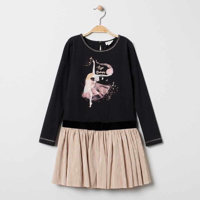 Γιορτινό φόρεμα μακρυμάνικο σχέδιο Χορεύτρια για κορίτσι 