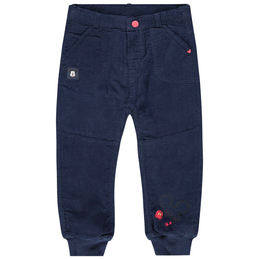 Βελουτέ σκούρο μπλε παντελόνι με στάμπα Μίκυ της Disney 
