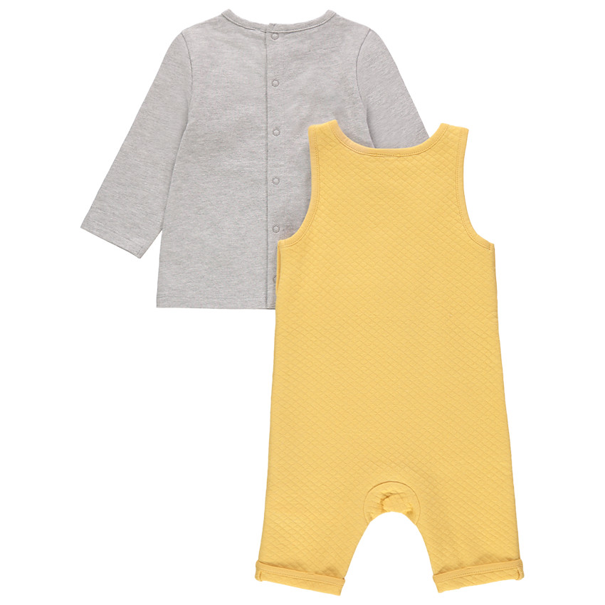 Σύνολο σαλόπετας από πλεκτό με κέντημα αρκούδας και μονόχρωμο μπλουζάκι 