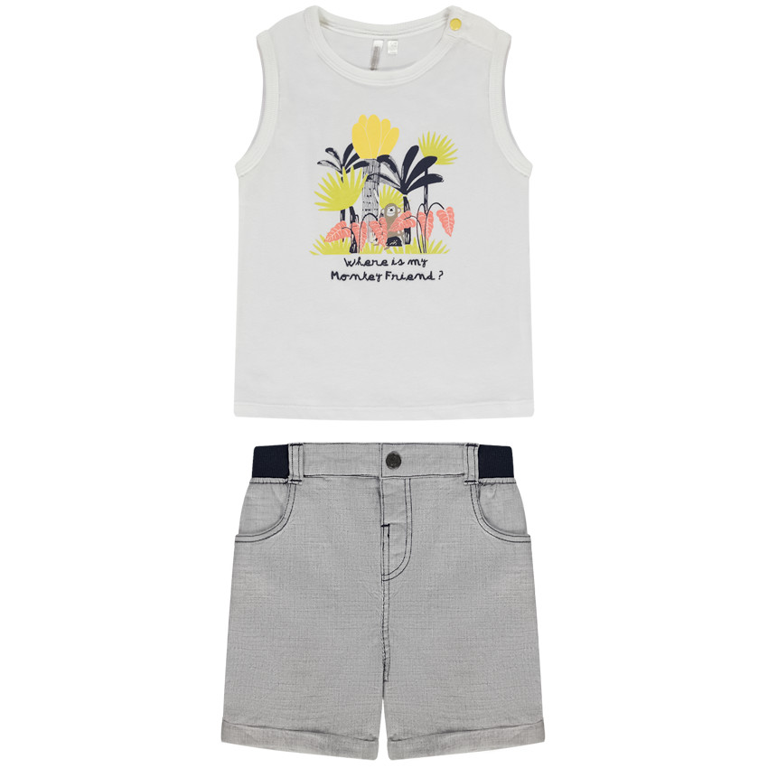 Σετ κοντό 2 τμχ. με καρό σχέδιο για bebe αγόρι 