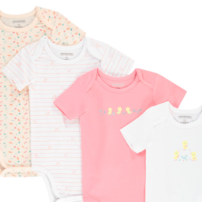 Lot de 7 bodies manches courtes pour bébé fille 
