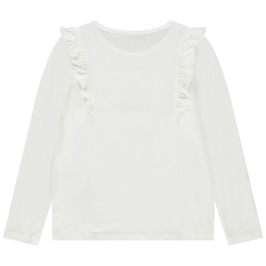 T-shirt manches longues uni avec coeur brillant et volants   Additional T-shirt manches longues uni avec coeur brillant et volants