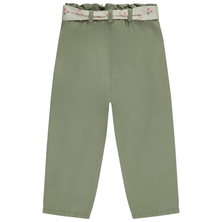 Παντελόνι με ζώνη που δένεται και patch λουλούδι για bebe κορίτσι 