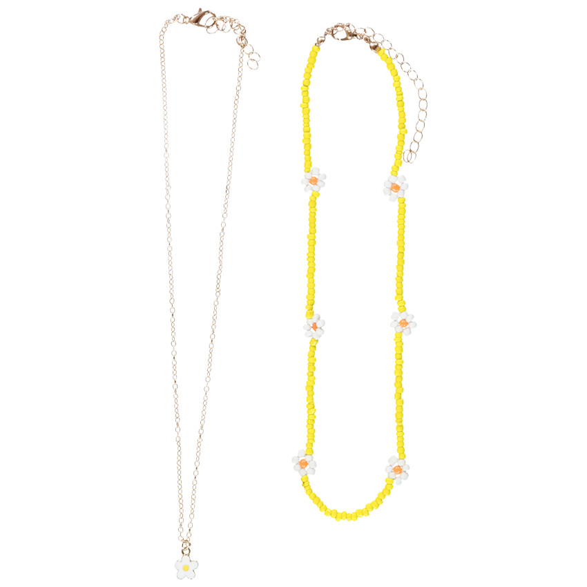 Σέτ από 2 φανταχτερά κολιέ με λουλούδια για κορίτσι 