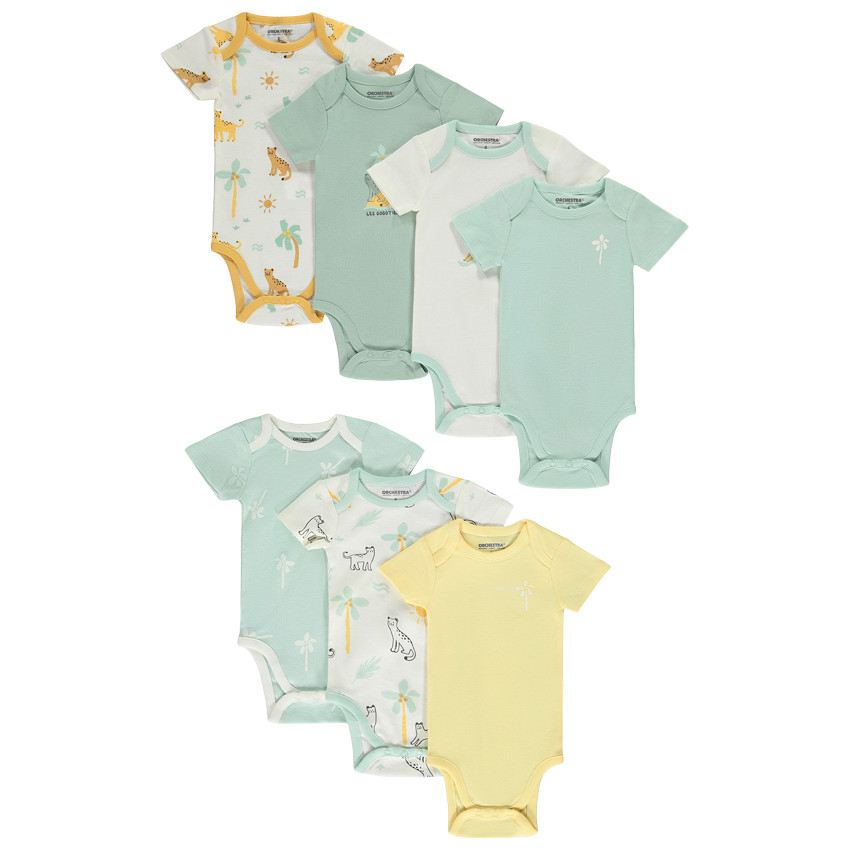 Σετ από 7 κοντομάνικα κορμάκια φαντασίας για bebe αγόρι 
