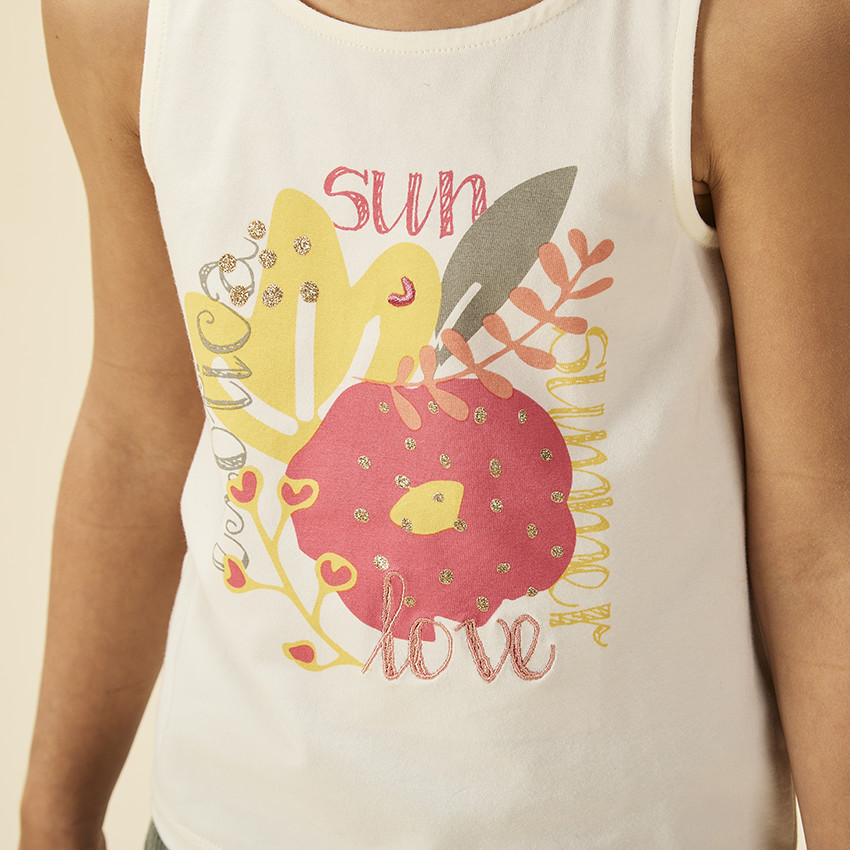 "Σέτ αμάνικου μπλουζιού φαντασίας + σορτς με σχέδιο για κορίτσι" 