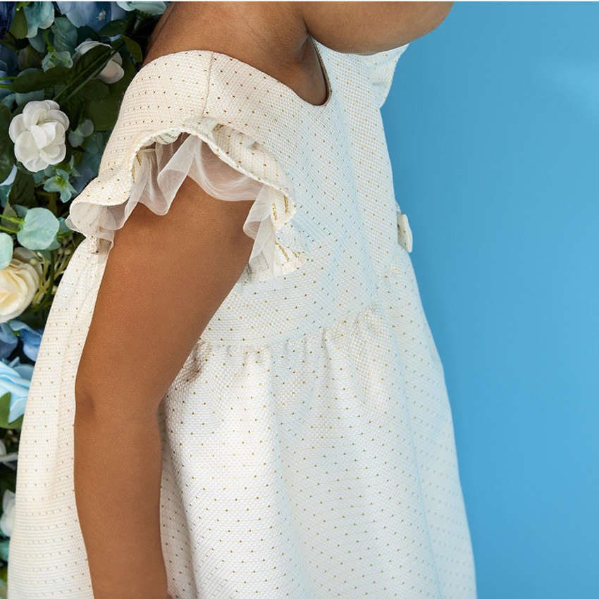 Σετ γιορτής φόρεμα σε jacquard + κορδέλα για bebe κορίτσι 