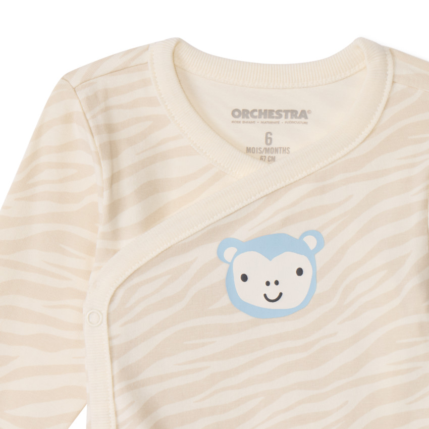 Lot de 5 bodies manches longues fantaisie pour bébé avec ouvertures différentes selon l'âge 