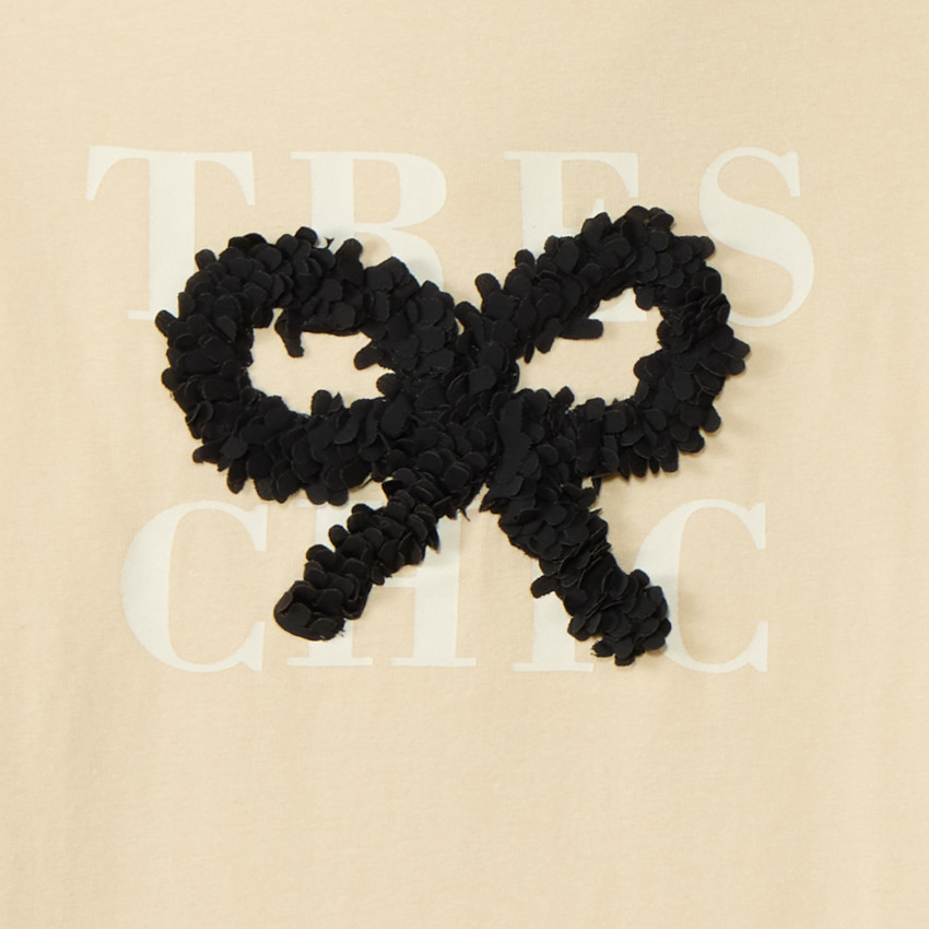 Sous-pull à col roulé et nœud effet pétales 3D pour fille 