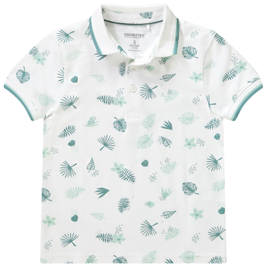 Πόλο κοντομάνικο με print feuillage για αγόρι 