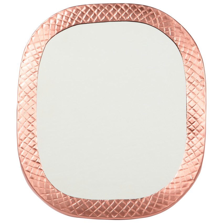 Miroir à cadre fantaisie rose métallisé 