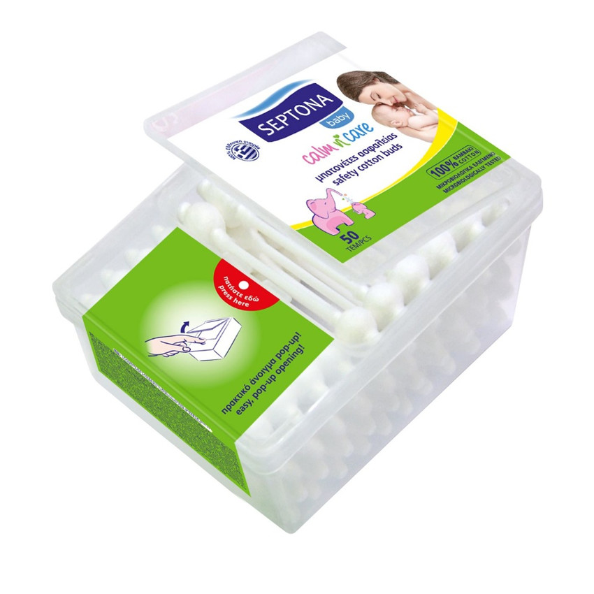 Septona Calm n' Care Bio Μπατονέτες Βιοδιασπώμενες Ασφαλείας, 50τμχ  Additional Septona Calm n' Care Bio Μπατονέτες Βιοδιασπώμενες Ασφαλείας, 50τμχ