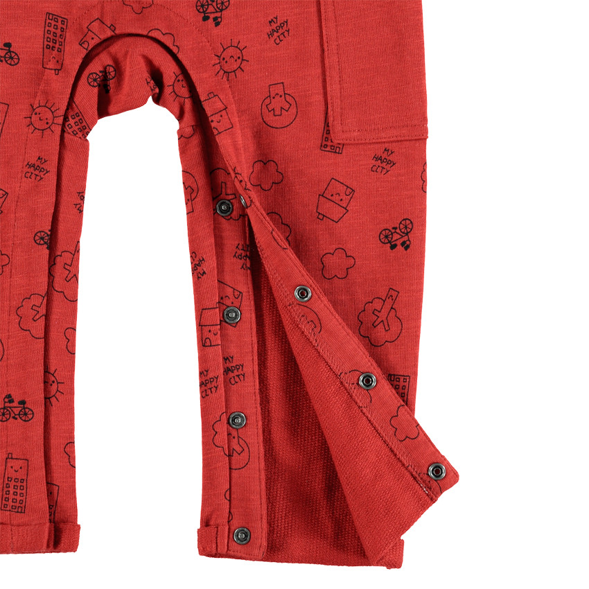 Combi μακρύ με οργανικό βαμβάκι με σχέδιο για bebe αγόρι 