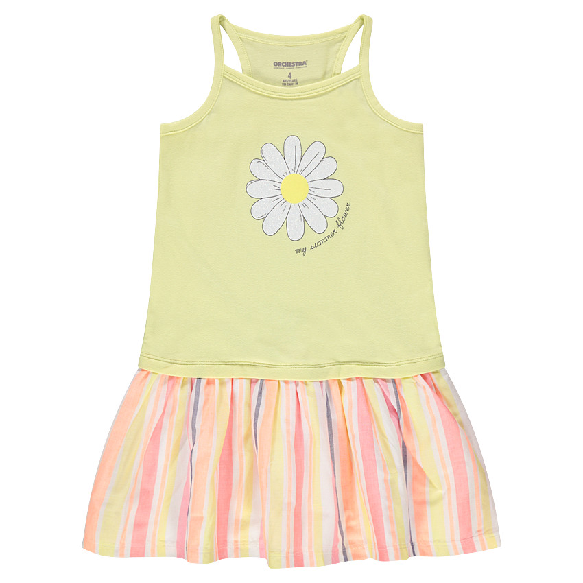 Φόρεμα 2 σε 1 με τυπωμένο λουλούδια και ριγέ το κάτω μέρος 