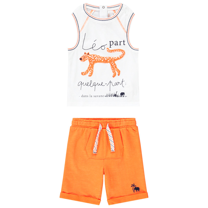 Σετ plage φαντεζί Αμάνικο μπλουζάκι + Βερμούδα για bebe αγόρι 