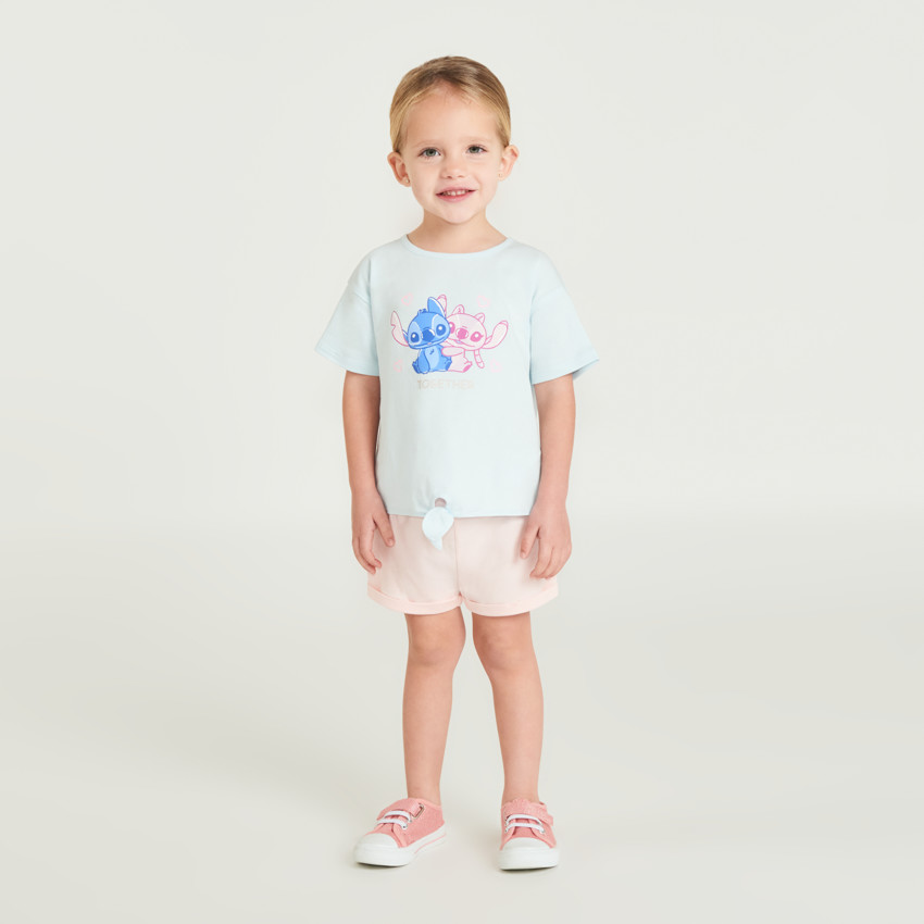 T-shirt κοριτσιού κοντό μανίκι με Stitch και Angel Disney 