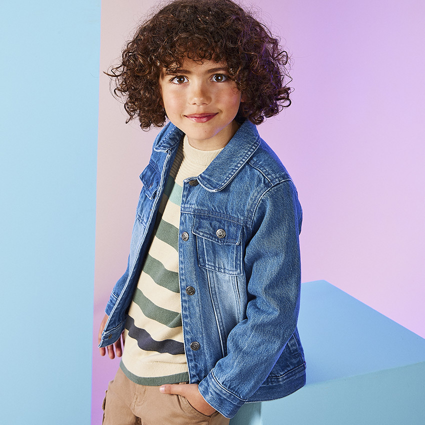 Μπουφάν jean με ξεθωριασμένο εφέ για αγόρι 