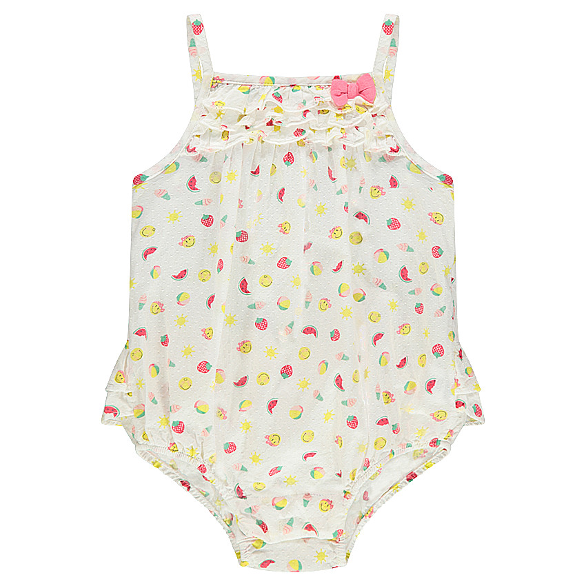 Κοντό ολόσωμο εμπριμέ φορμάκι με μοτίβο Smiley 