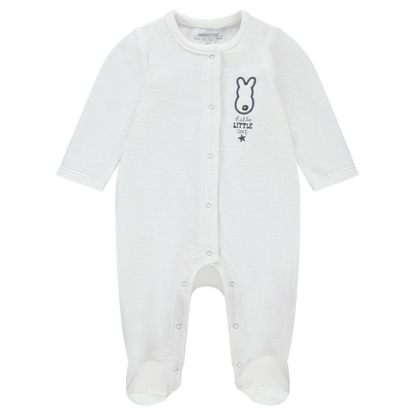 Βελουτέ φορμάκι ύπνου με κεντημένο λαγουδάκι στο στήθος 