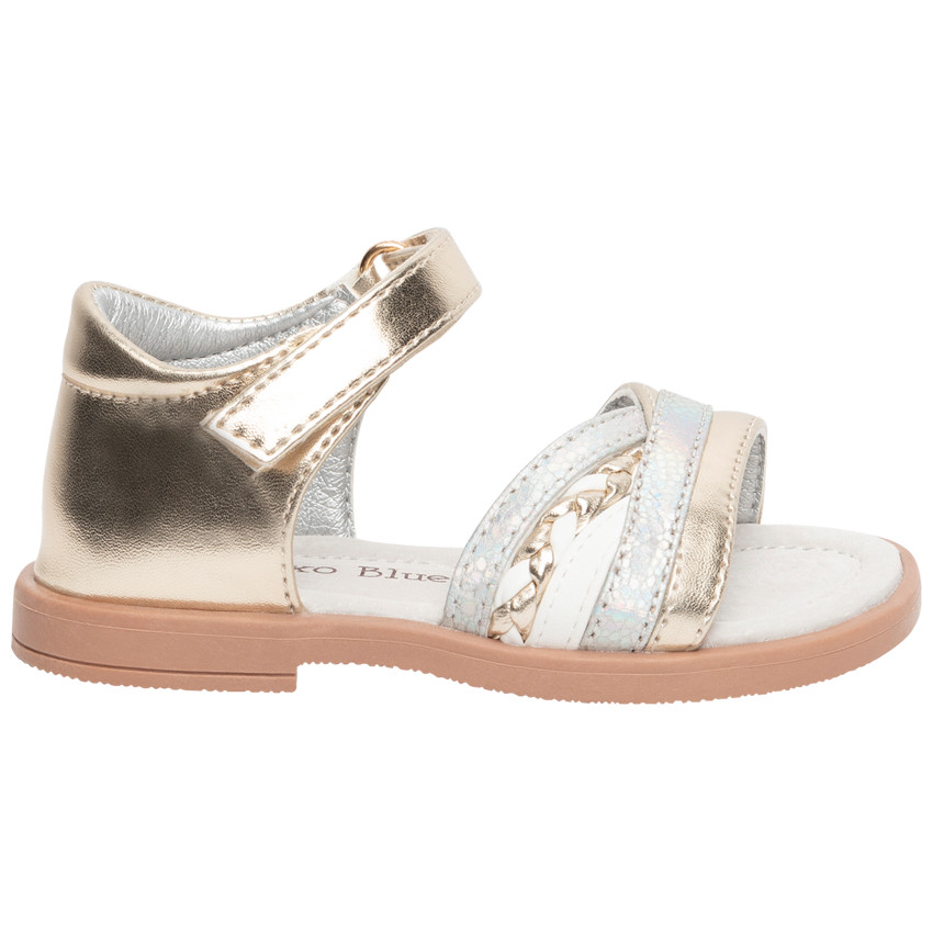 Nu-Pieds dorés à brides et scratchs pour bébé fille 