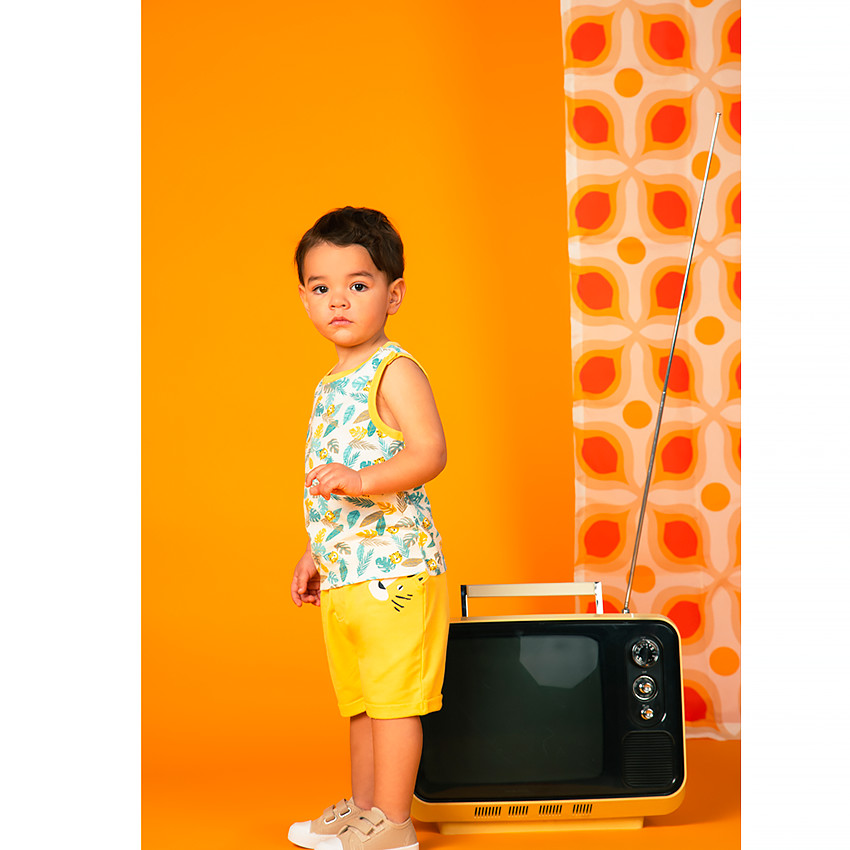 Σετ πλαζ Αμάνικο μπλουζάκι και σορτς με σχέδιο Jungle 