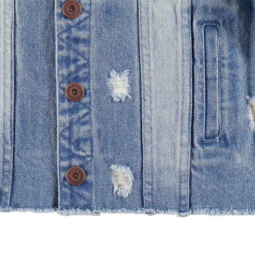 Παιδικά - Τζιν μπουφάν με used όψη και κεντημένη επιγραφή πίσω 