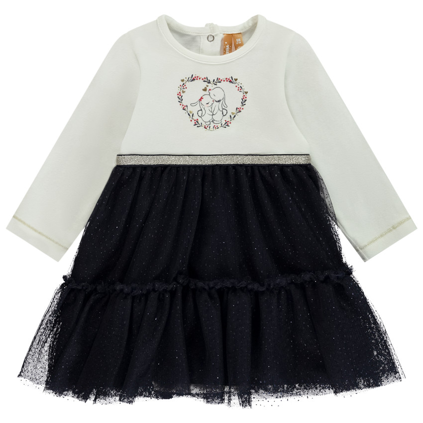 Φόρεμα body μακρυμάνικο 2 σε 1 bi-matière για bebe κορίτσι 