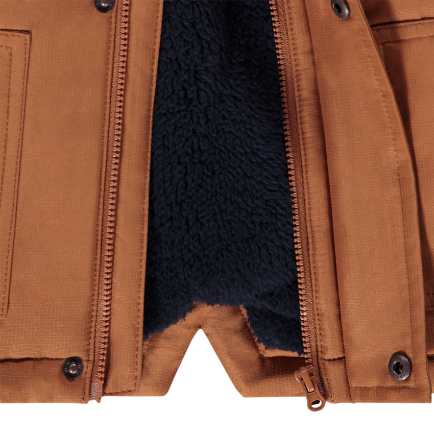 Παλτό με κουκούλα από πολυεστέρα και επένδυση από sherpa για μωρό αγόρι 