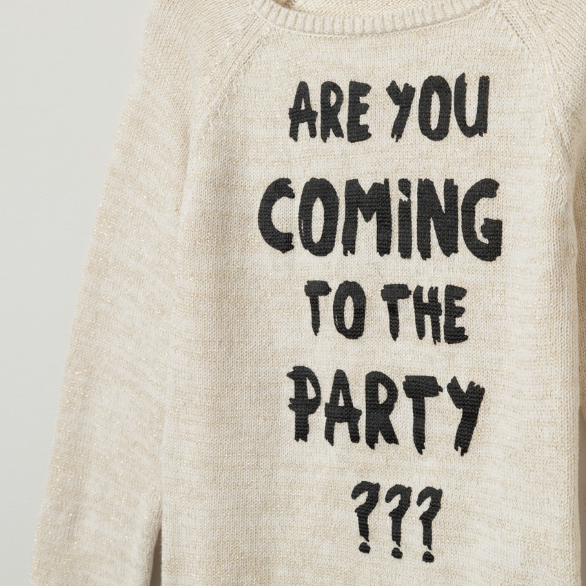Pull en maille mélangée de fils brillants avec message printé 