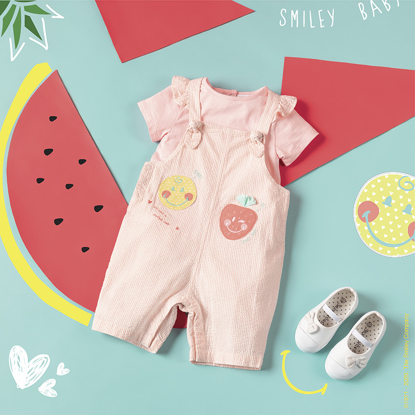 Σετ  μπλουζάκι και σαλοπέτα σε φίνο ριγέ και bagdes  