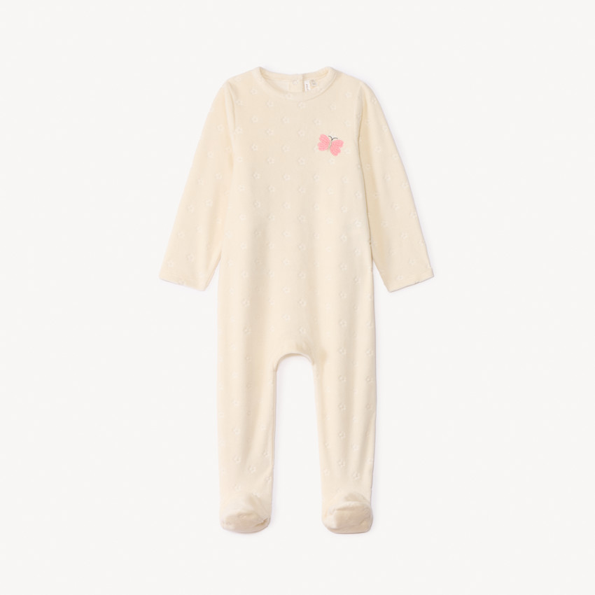 Dors-bien velours effet dévoré motif lapin pour bébé fille avec ouvertures différentes selon l'âge 