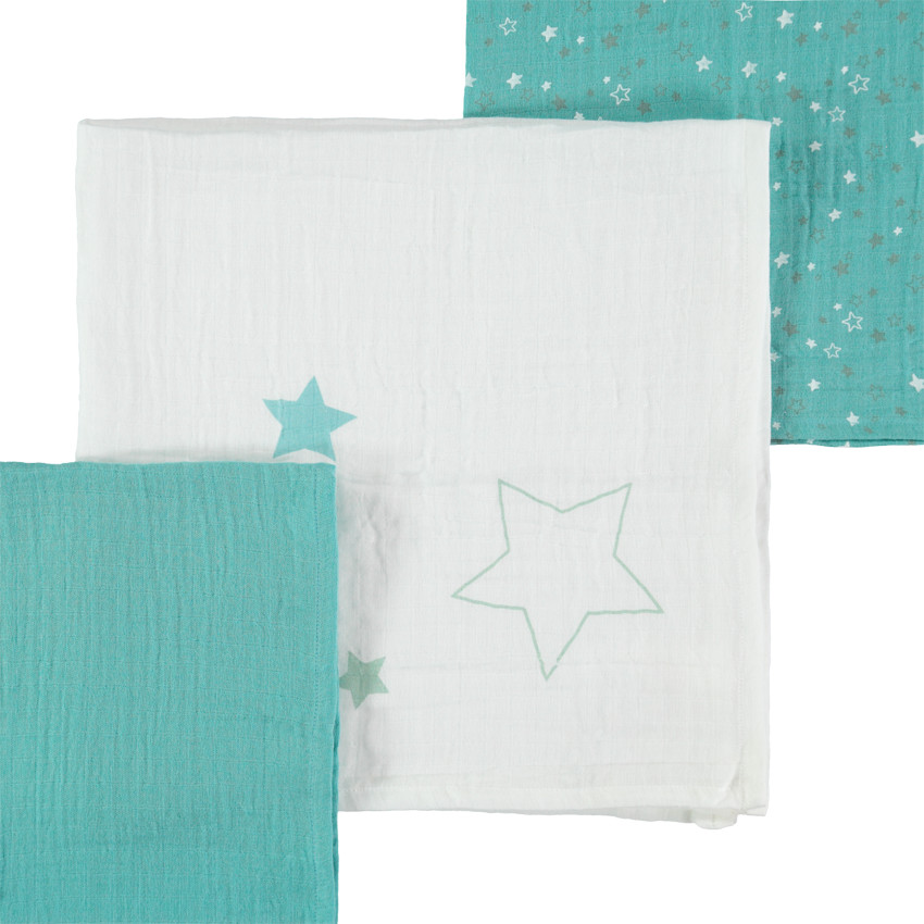 Σετ από 3 τετράγωνα υφάσματα με σχέδιο αστέρια 