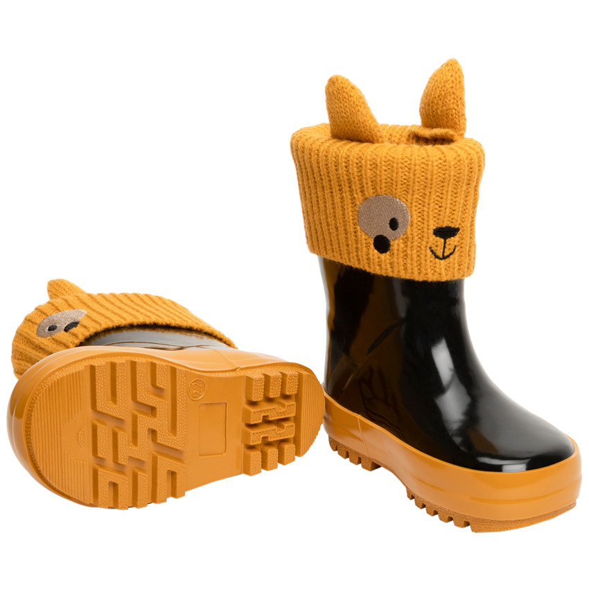 Bottes de pluie pour enfant garçon à col en tricot motif renard   Additional Bottes de pluie pour enfant garçon à col en tricot motif renard