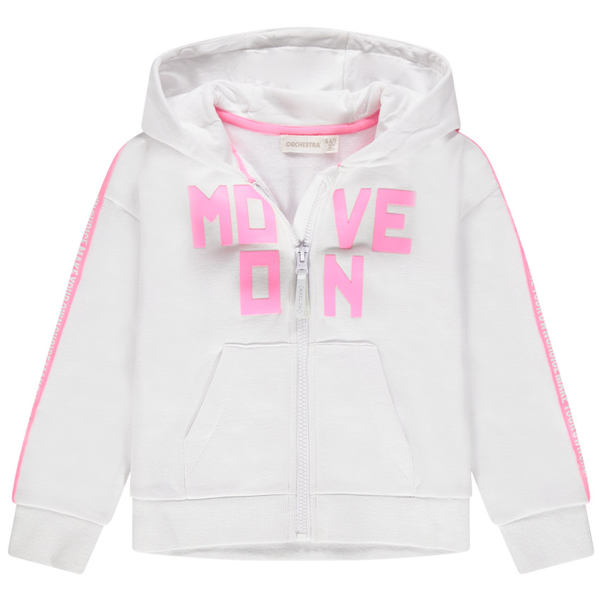 Φανελένια ζακέτα με κουκούλα και τυπωμένες φράσεις  