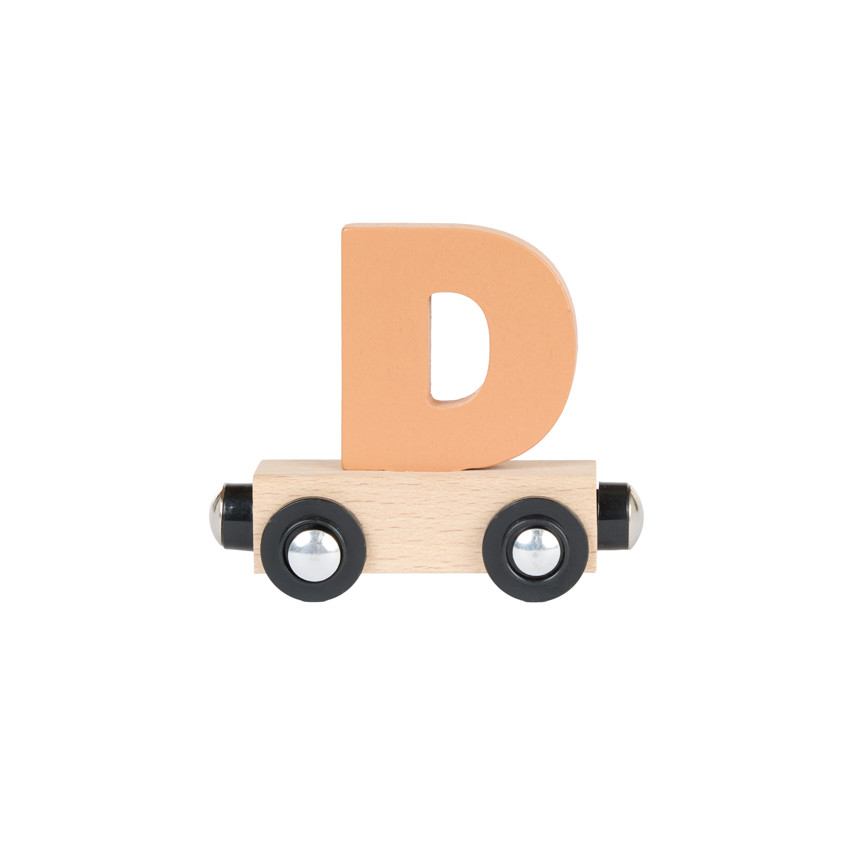 Lettre "D" wagon en bois - marron 