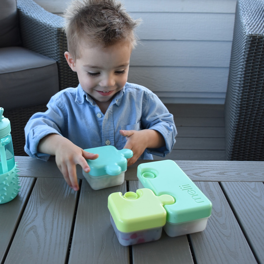 Φαγητοδοχείο Παζλ (Bento) Lime/Mint/Blue Melli 