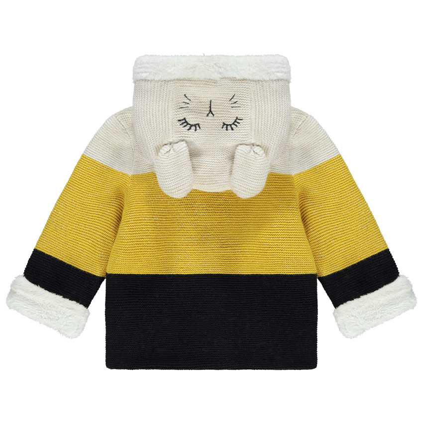 Veste en tricot tricolore doublée sherpa  Additional Veste en tricot tricolore doublée sherpa