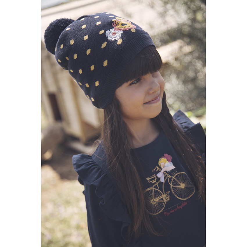 T-shirt μακρυμάνικο για κόριτσι με βολάν και σχέδιο ποδήλατο 