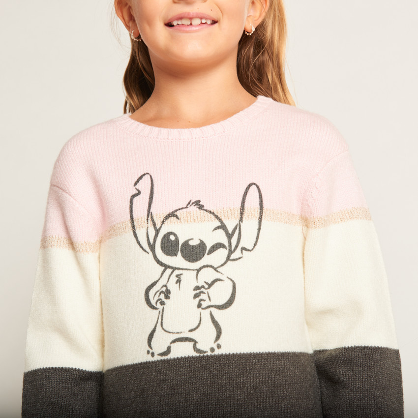 Robe manches longues en tricot colorblock Stitch Disney pour fille  