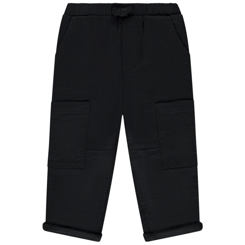 Pantalon en toile uni doublé à poches pour bébé garçon  