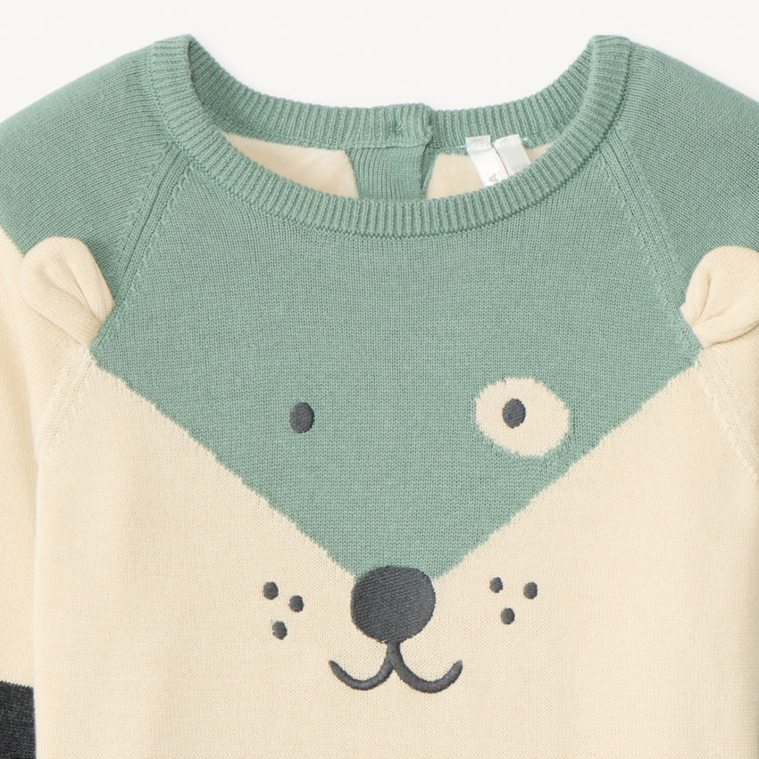 Pull manches longues en tricot ludique doublé en velours pour bébé garçon  