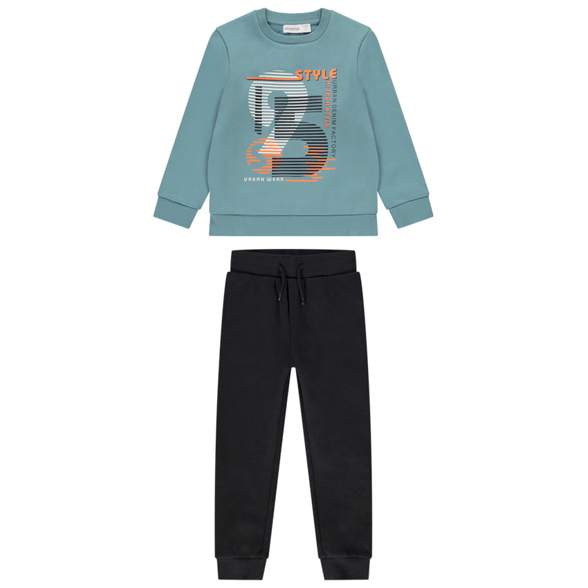 Ensemble sweat printé + jogging uni pour garçon Main Ensemble sweat printé + jogging uni pour garçon