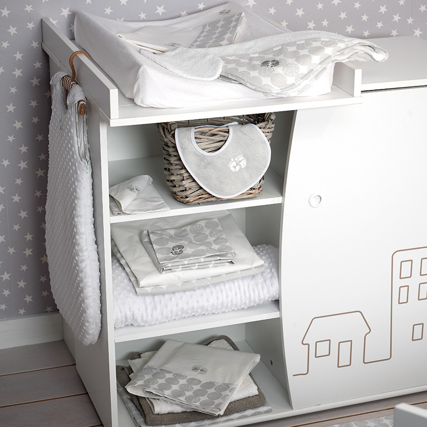 Lot de 2 draps housse élastiqués à pois/uni 60 x 120 cm  