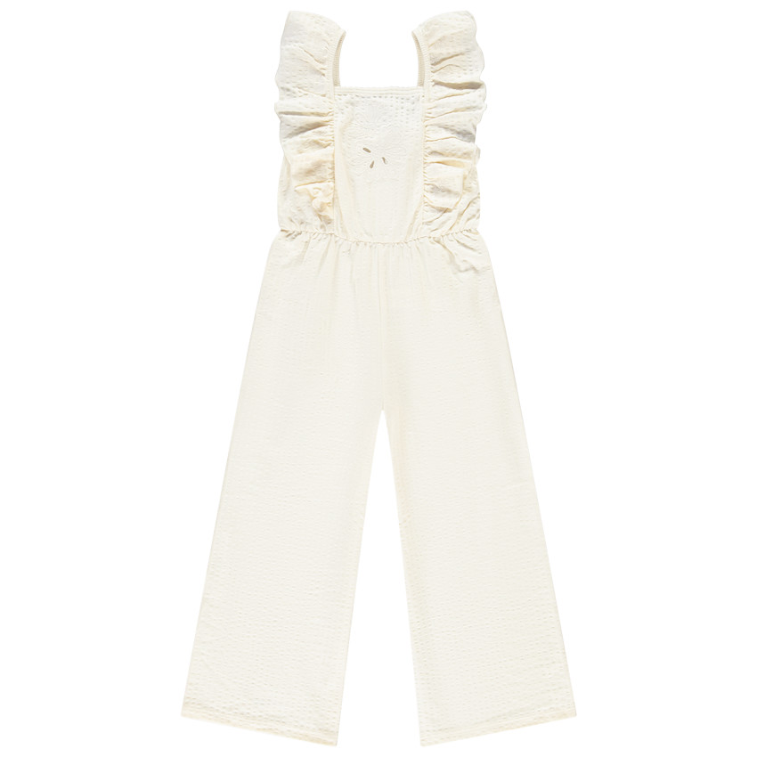 Combi μακρύ με βολάν και κέντημα για κορίτσι 