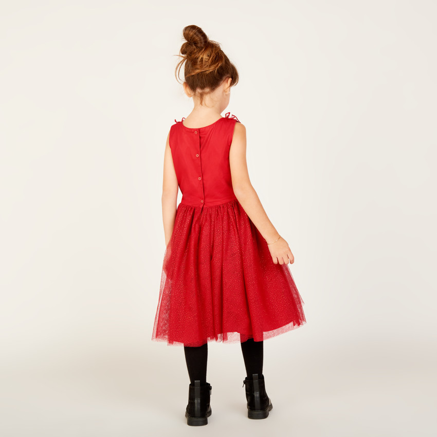 Robe de fête sans manches à froufrous pailletés pour fille 