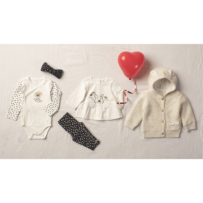Body manches longues à pois et print Winnie Disney 