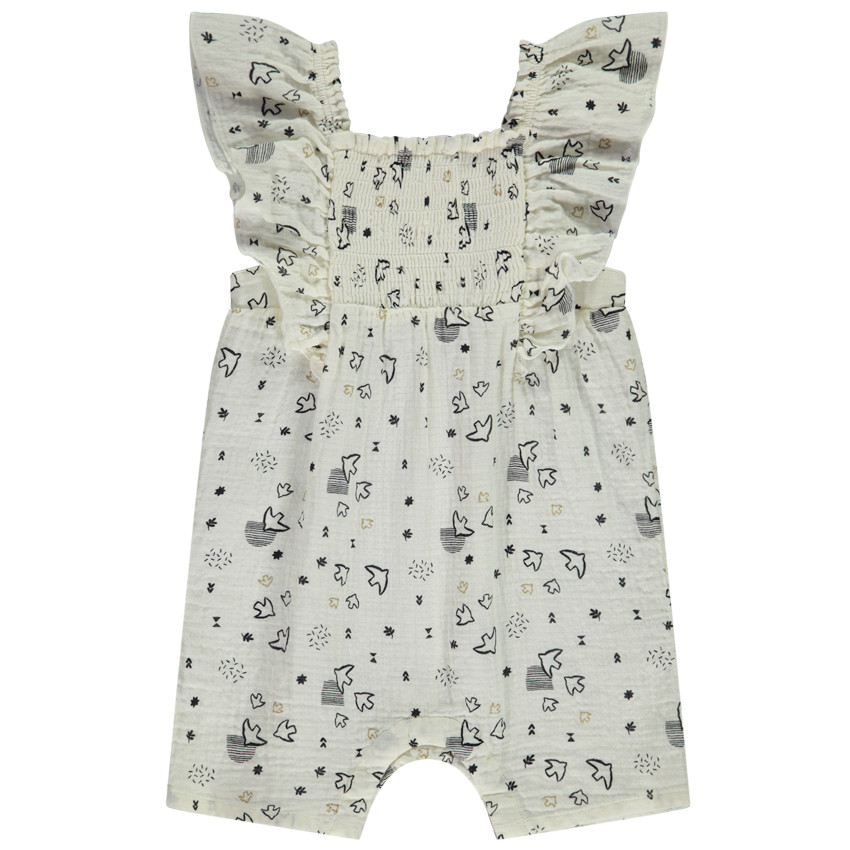 Ολόσωμη φόρμα μακριά με φαντεζί σχέδιο πουλιά all-over για bebe κορίτσι 