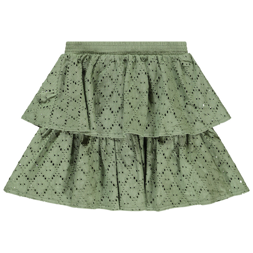 Φούστα κοντή μονόχρωμη με βολάν σε jacquard για κορίτσι 