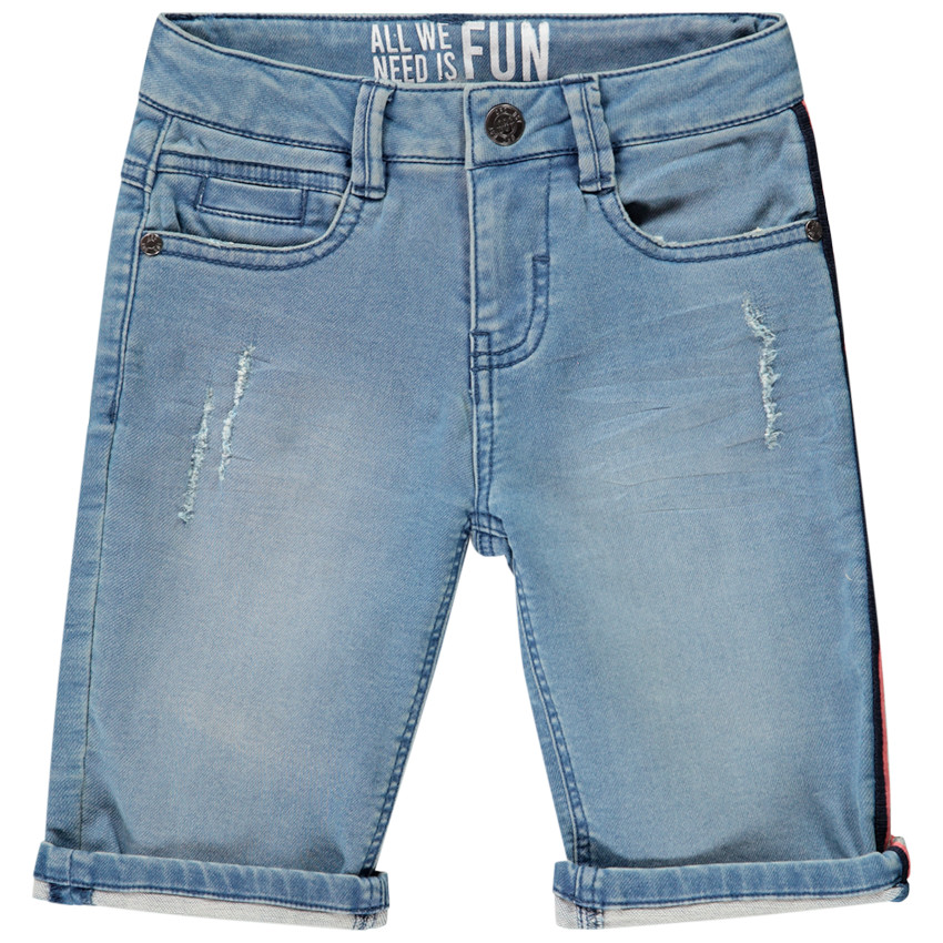 Bermuda jean avec détails used et bande rayée pour garçon 