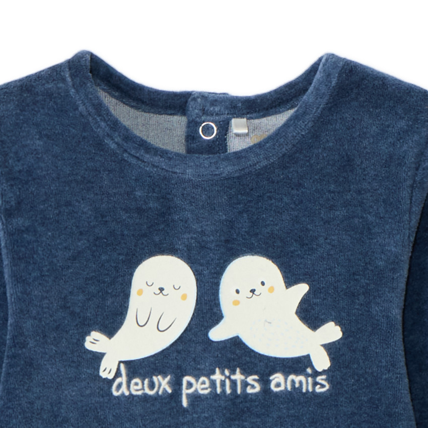 Dors-bien en velours rayé effet 2 en 1 pour bébé garçon 